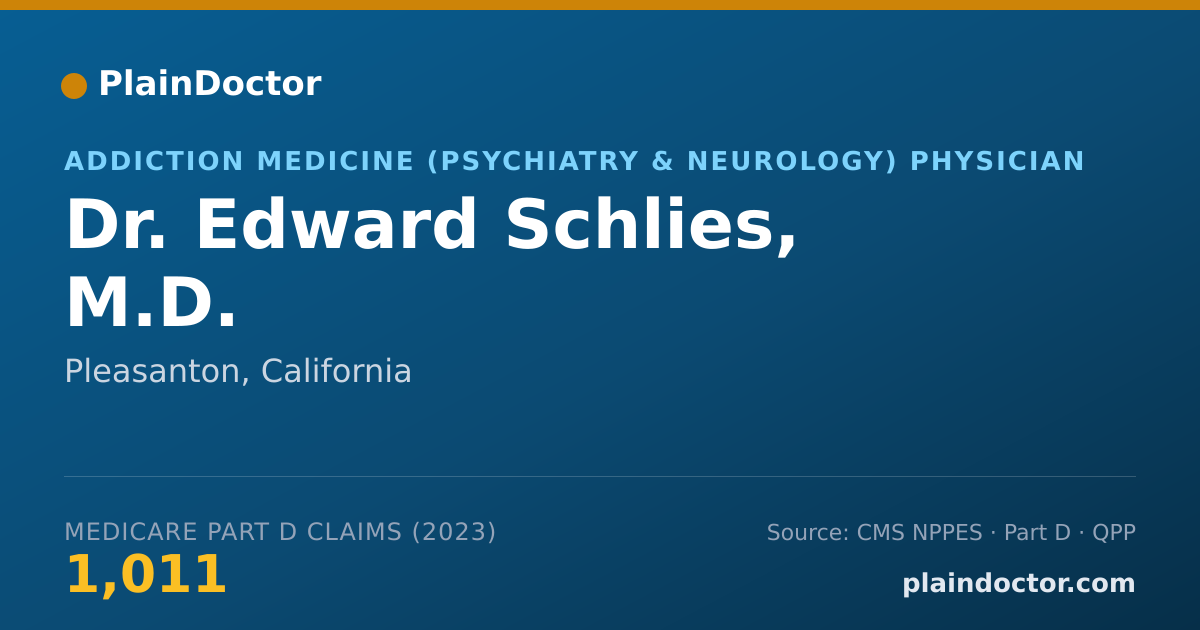 Shareable card for Edward Schlies, M.D. - Addiction Medicine (Psychiatry & Neurology) Physician, Pleasanton, CA
