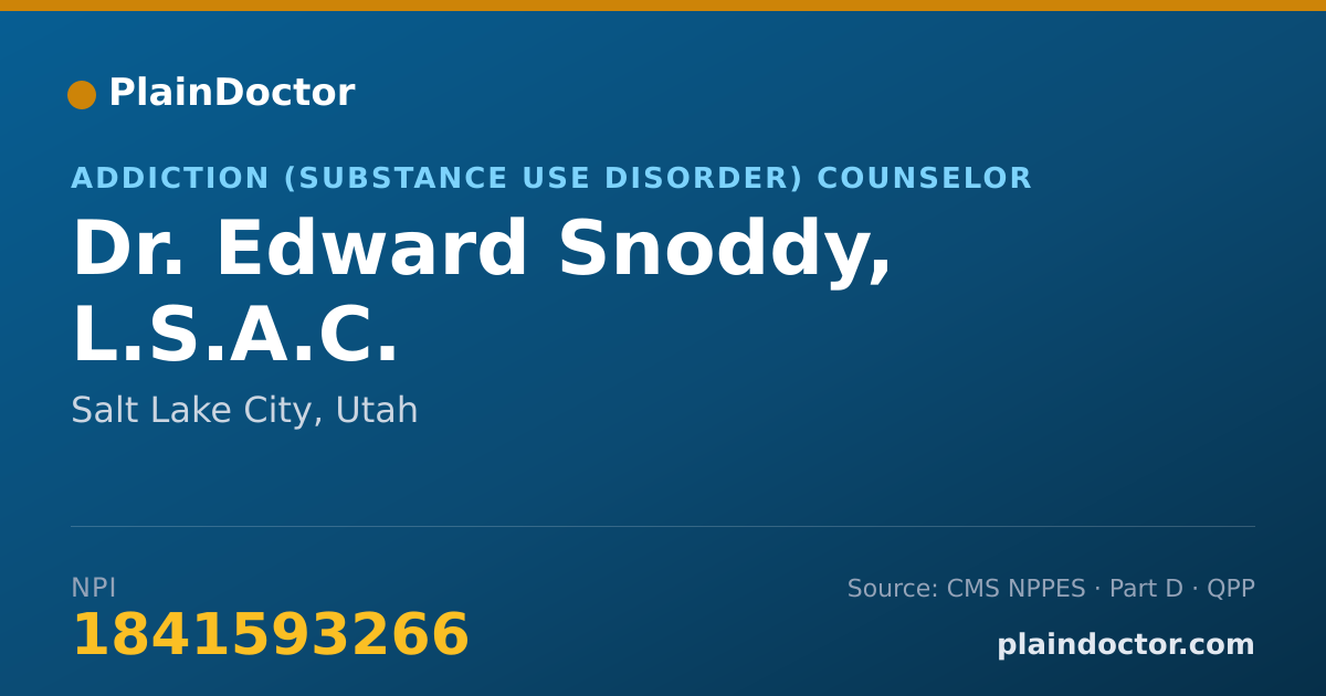 Shareable card for Edward Snoddy, L.S.A.C. - Addiction (Substance Use Disorder) Counselor, Salt Lake City, UT