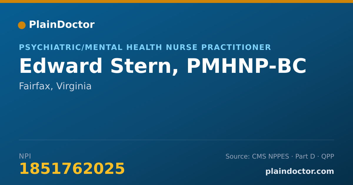 Shareable card for Edward Stern, PMHNP-BC - Psychiatric/Mental Health Nurse Practitioner, Fairfax, VA
