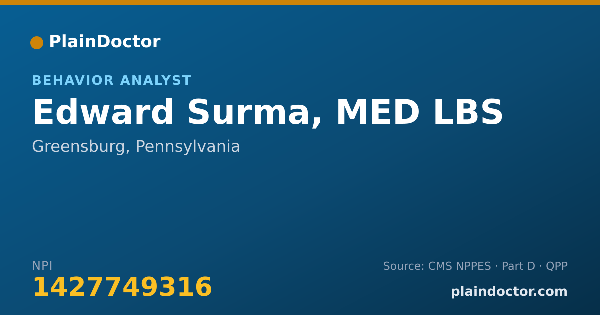 Shareable card for Edward Surma, MED LBS - Behavior Analyst, Greensburg, PA