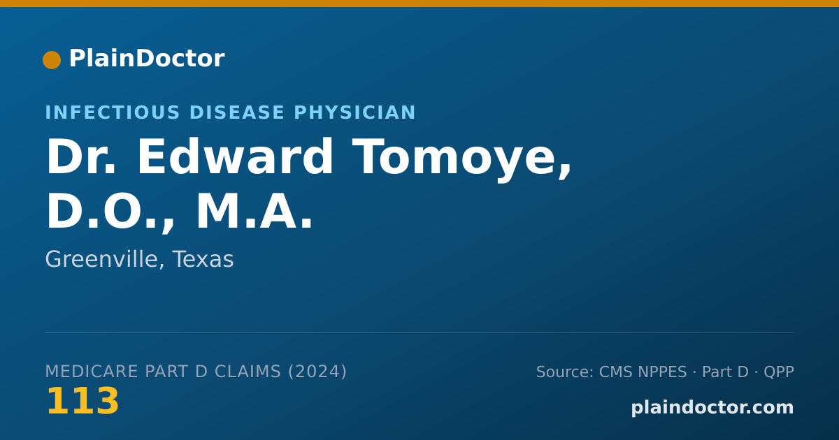 Shareable card for Edward Tomoye, D.O., M.A. - Infectious Disease Physician, Greenville, TX