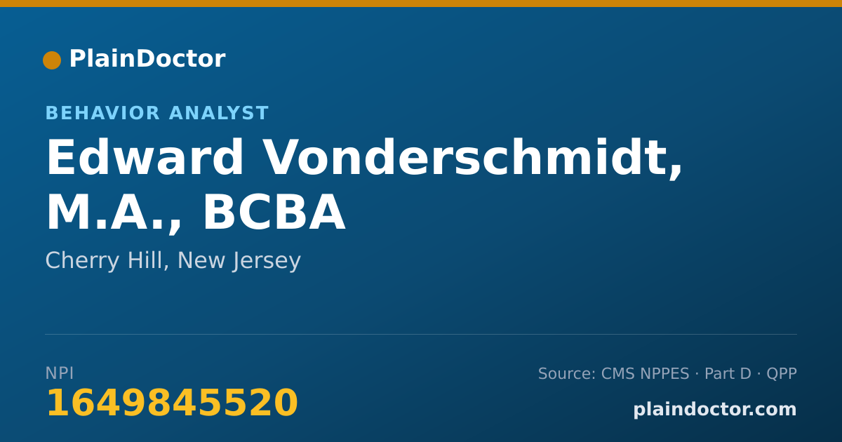 Shareable card for Edward Vonderschmidt, M.A., BCBA - Behavior Analyst, Cherry Hill, NJ