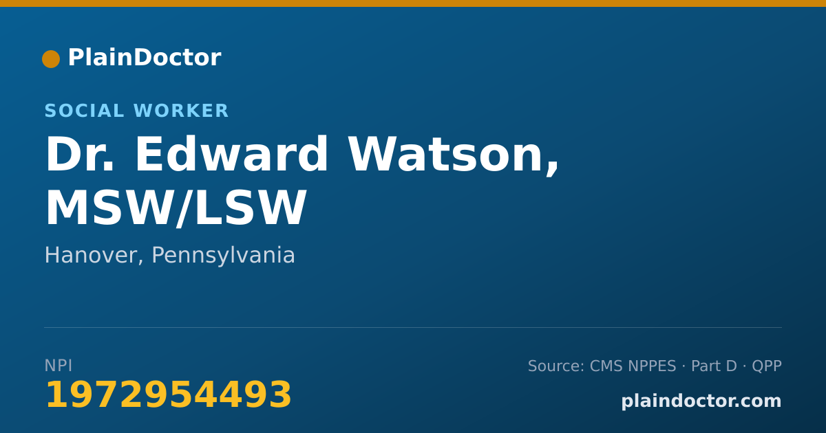 Shareable card for Edward Watson, MSW/LSW - Social Worker, Hanover, PA