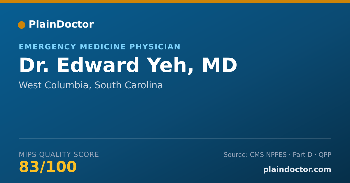 Shareable card for Edward Yeh, MD - Emergency Medicine Physician, West Columbia, SC