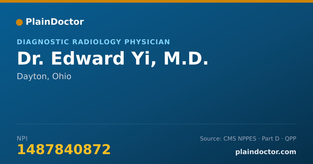 Shareable card for Edward Yi, M.D. - Diagnostic Radiology Physician, Dayton, OH