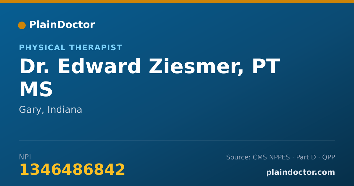 Shareable card for Edward Ziesmer, PT MS - Physical Therapist, Gary, IN