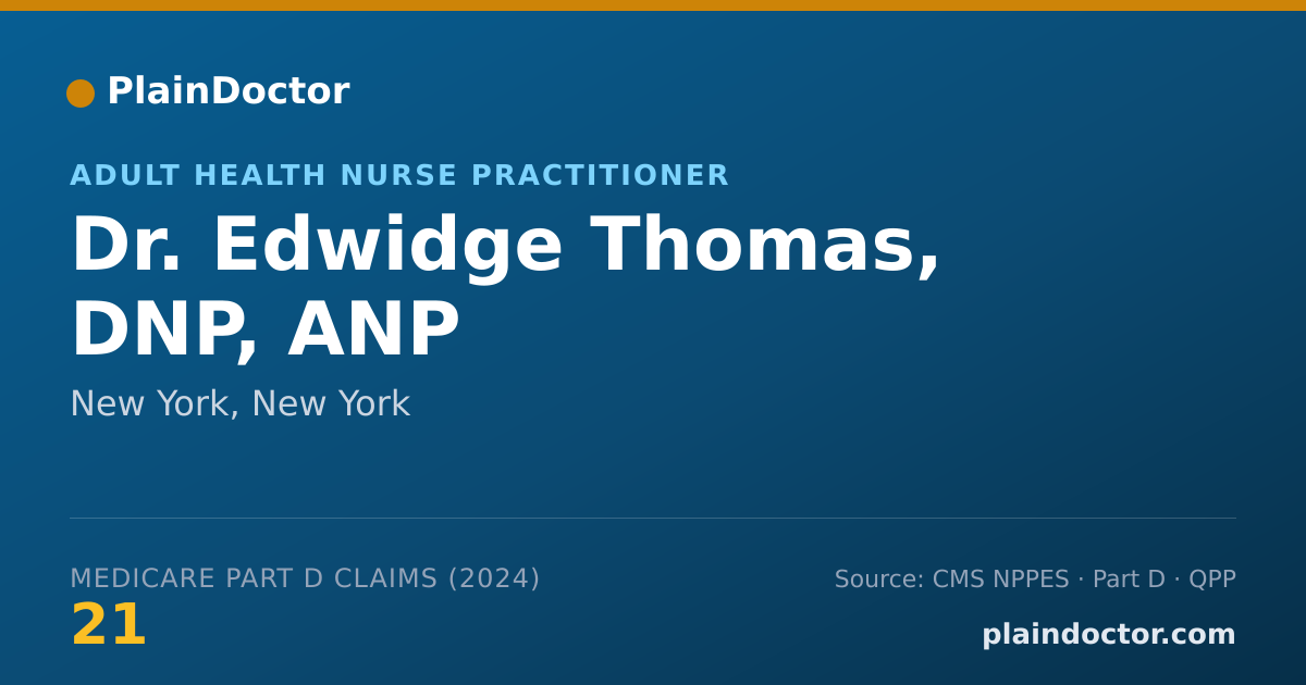 Shareable card for Edwidge Thomas, DNP, ANP - Adult Health Nurse Practitioner, New York, NY