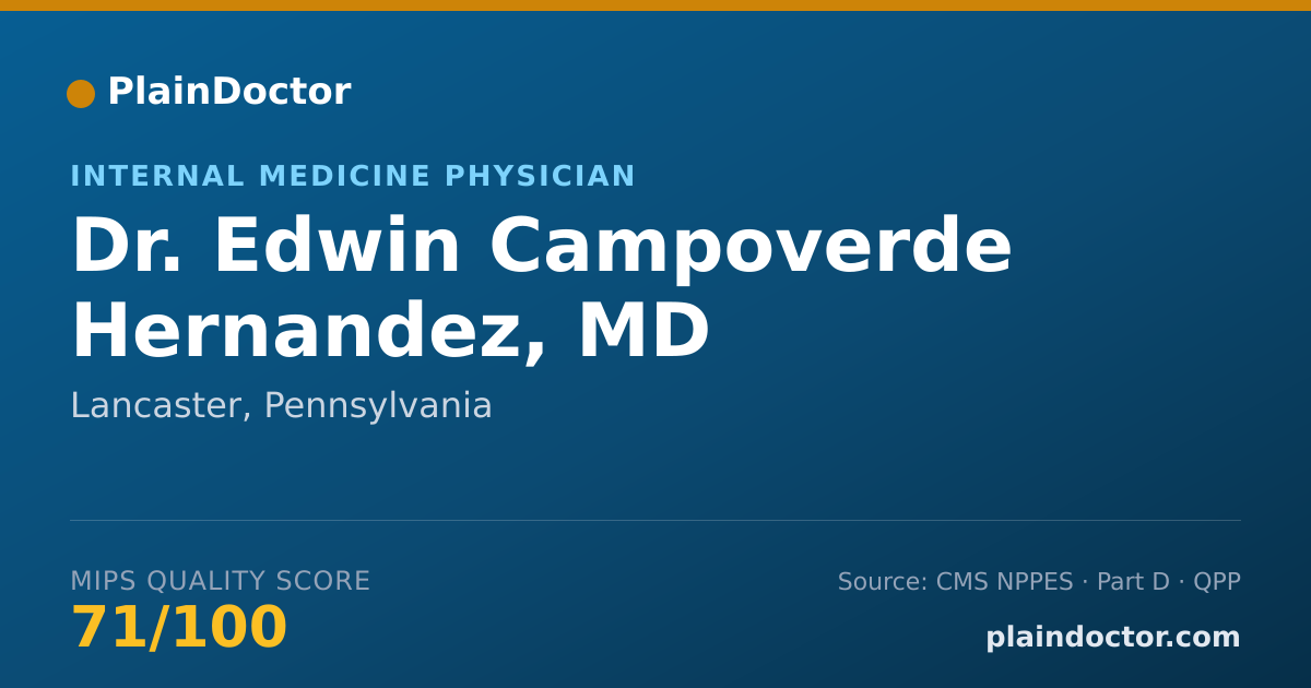 Shareable card for Edwin Campoverde Hernandez, MD - Internal Medicine Physician, Lancaster, PA