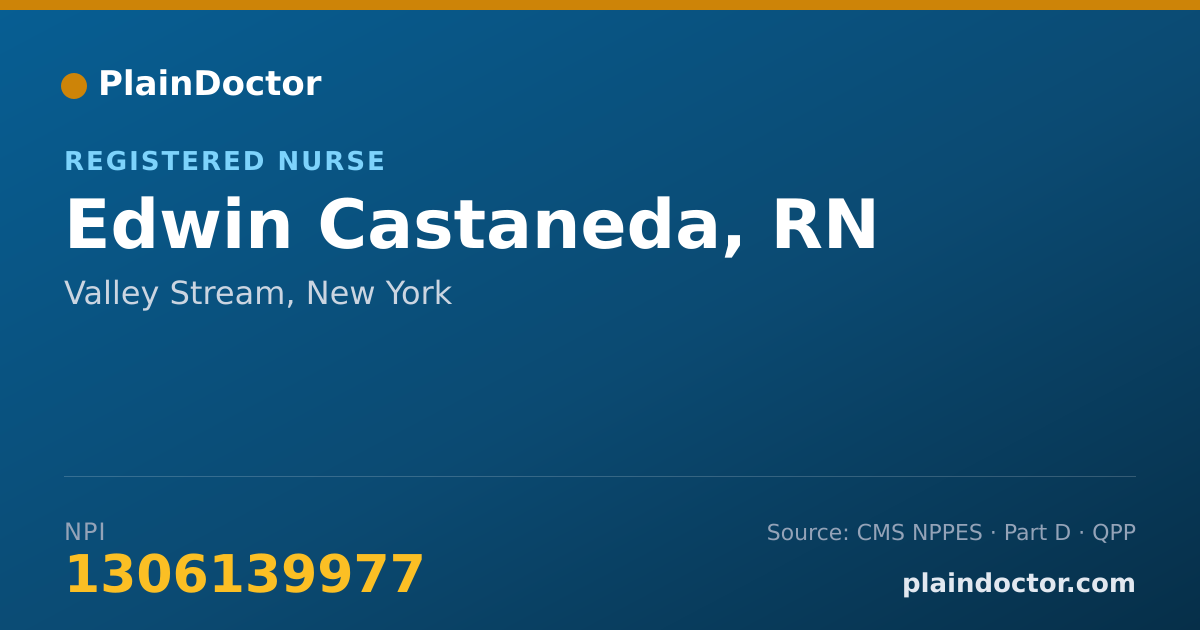 Shareable card for Edwin Castaneda, RN - Registered Nurse, Valley Stream, NY