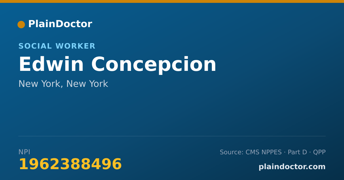 Shareable card for Edwin Concepcion - Social Worker, New York, NY