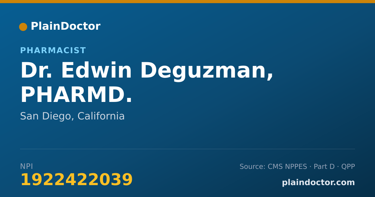 Shareable card for Edwin Deguzman, PHARMD. - Pharmacist, San Diego, CA