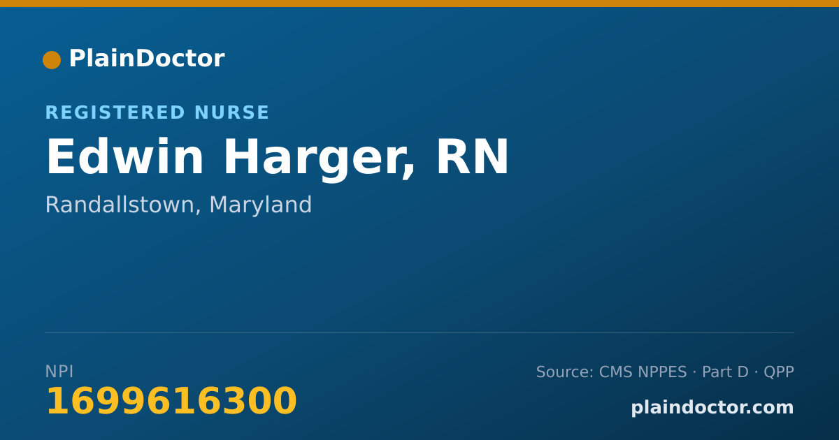 Shareable card for Edwin Harger, RN - Registered Nurse, Randallstown, MD