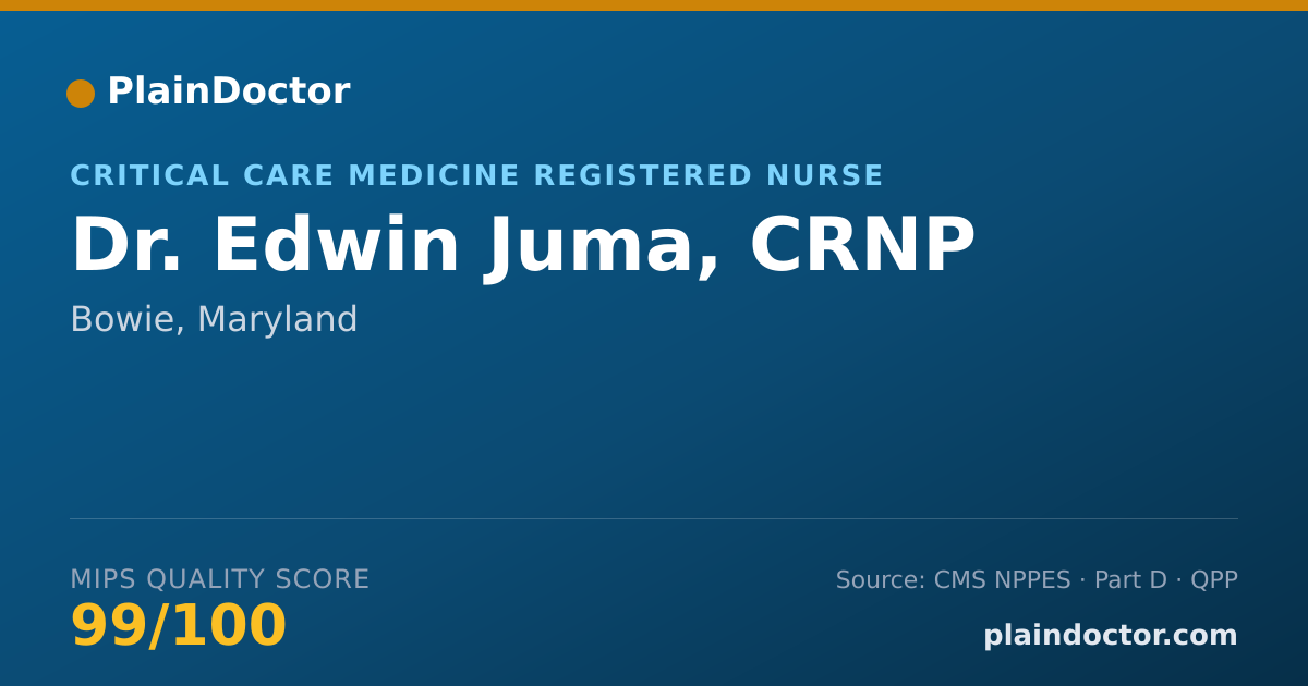 Shareable card for Edwin Juma, CRNP - Critical Care Medicine Registered Nurse, Bowie, MD