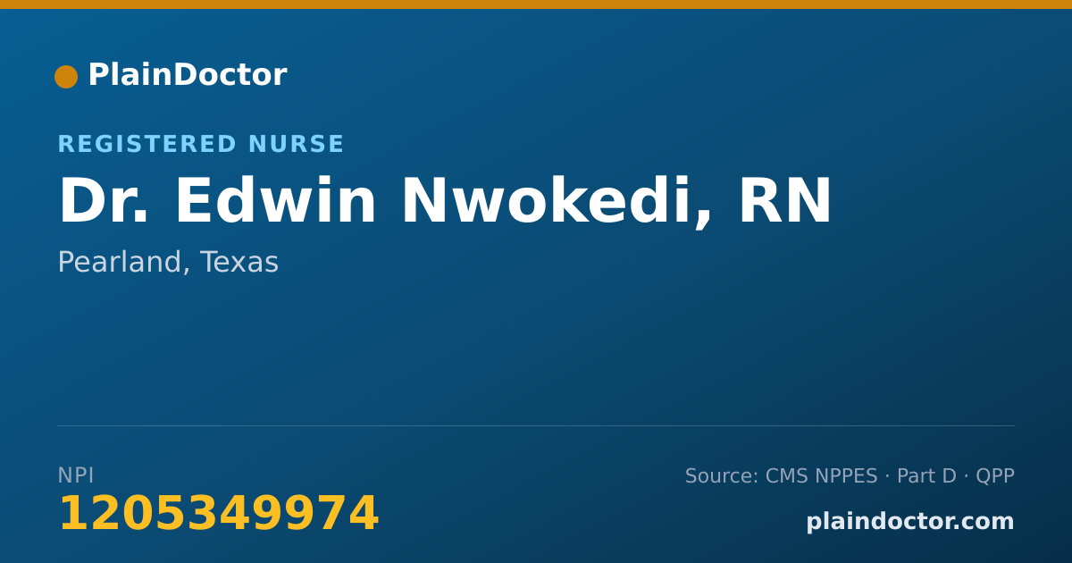 Shareable card for Edwin Nwokedi, RN - Registered Nurse, Pearland, TX