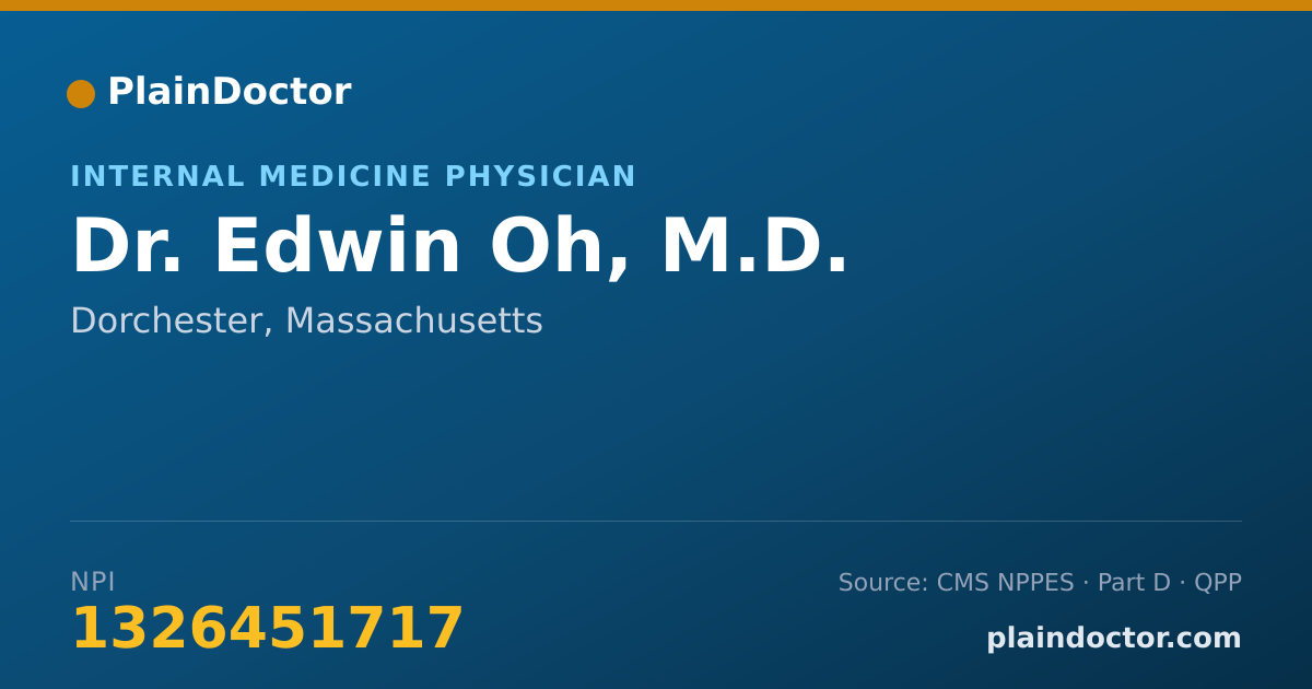 Shareable card for Edwin Oh, M.D. - Internal Medicine Physician, Dorchester, MA