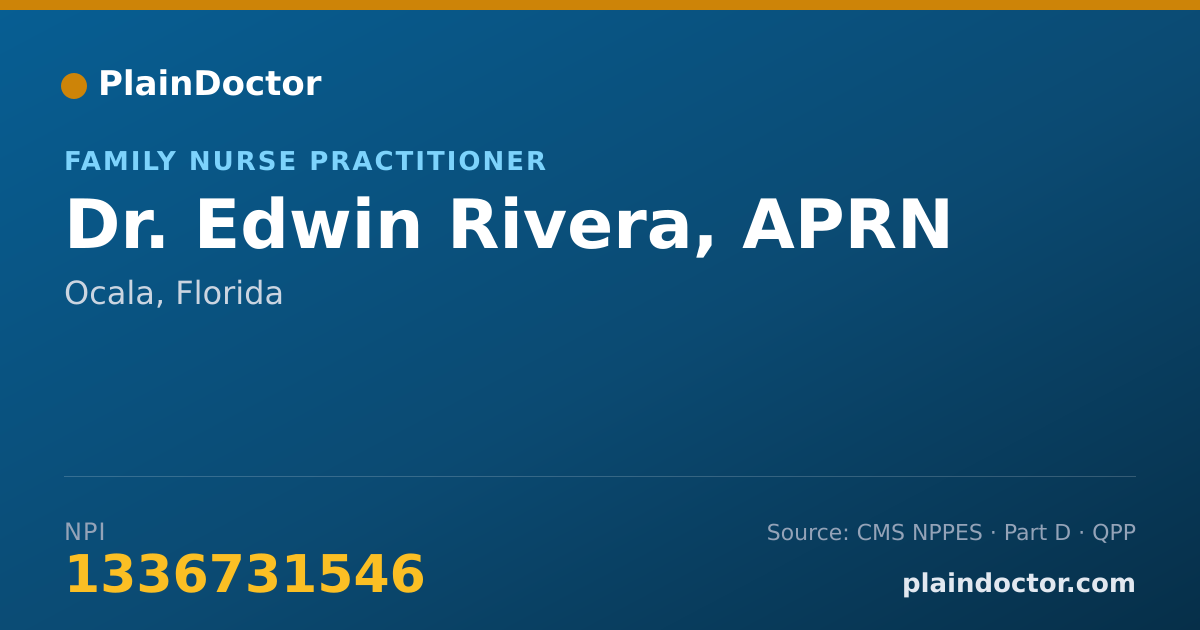 Shareable card for Edwin Rivera, APRN - Family Nurse Practitioner, Ocala, FL