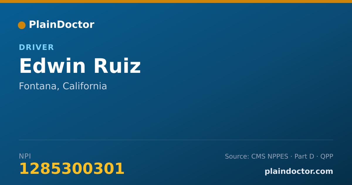 Shareable card for Edwin Ruiz - Driver, Fontana, CA
