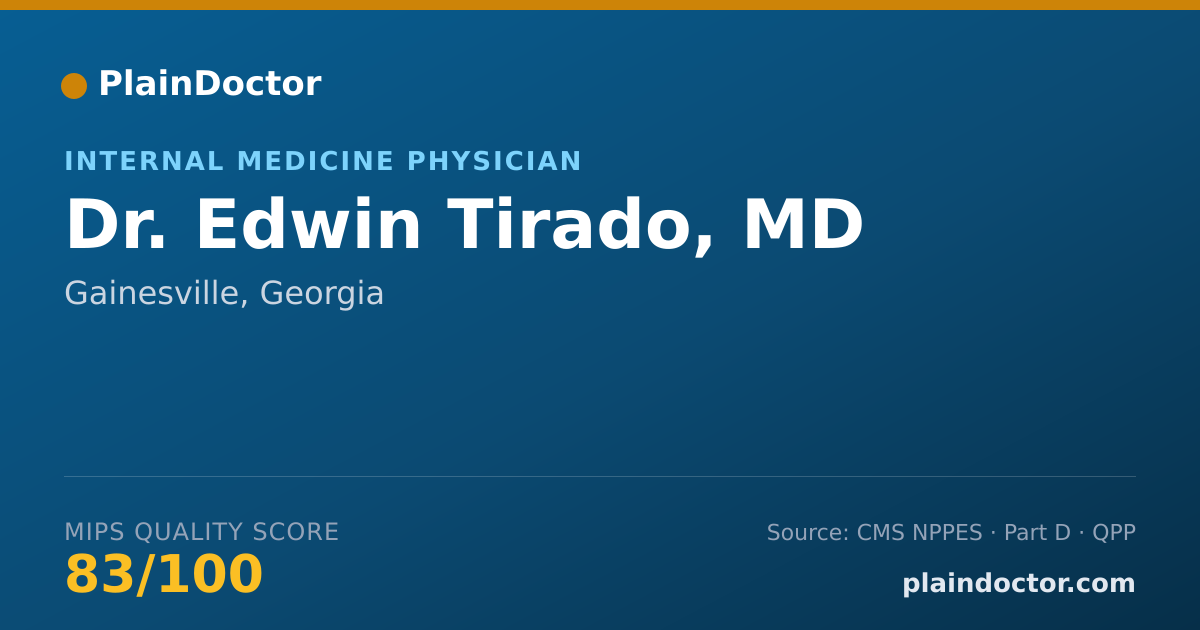 Shareable card for Edwin Tirado, MD - Internal Medicine Physician, Gainesville, GA