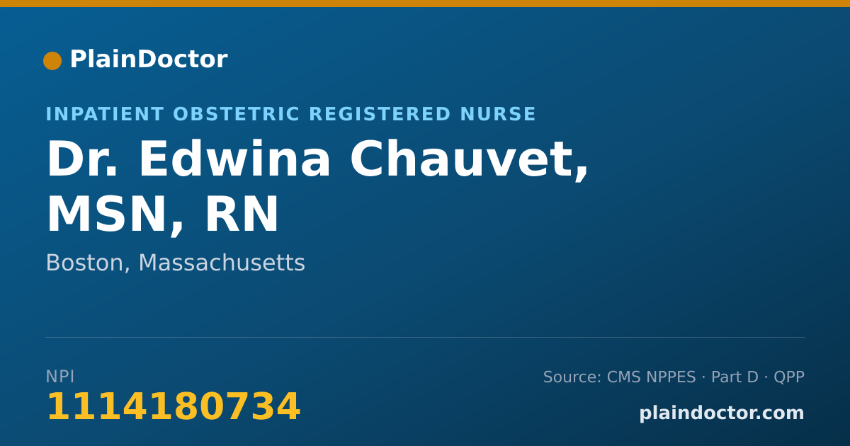 Shareable card for Edwina Chauvet, MSN, RN - Inpatient Obstetric Registered Nurse, Boston, MA