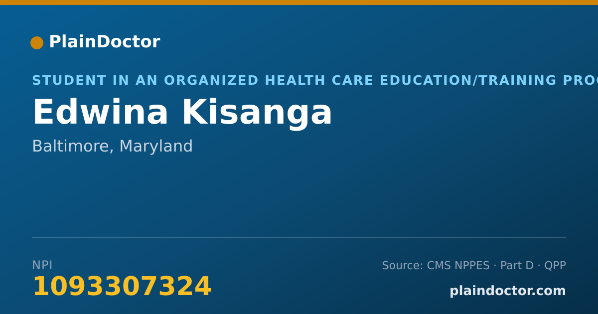 Shareable card for Edwina Kisanga - Student in an Organized Health Care Education/Training Program, Baltimore, MD