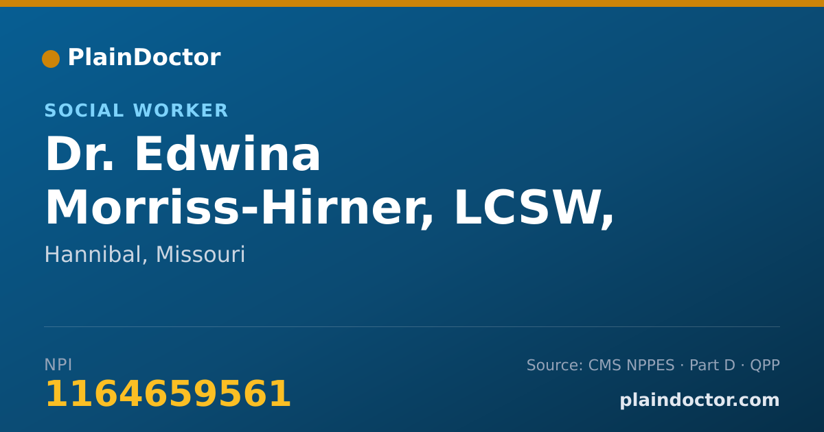 Shareable card for Edwina Morriss-Hirner, LCSW, MSW - Social Worker, Hannibal, MO