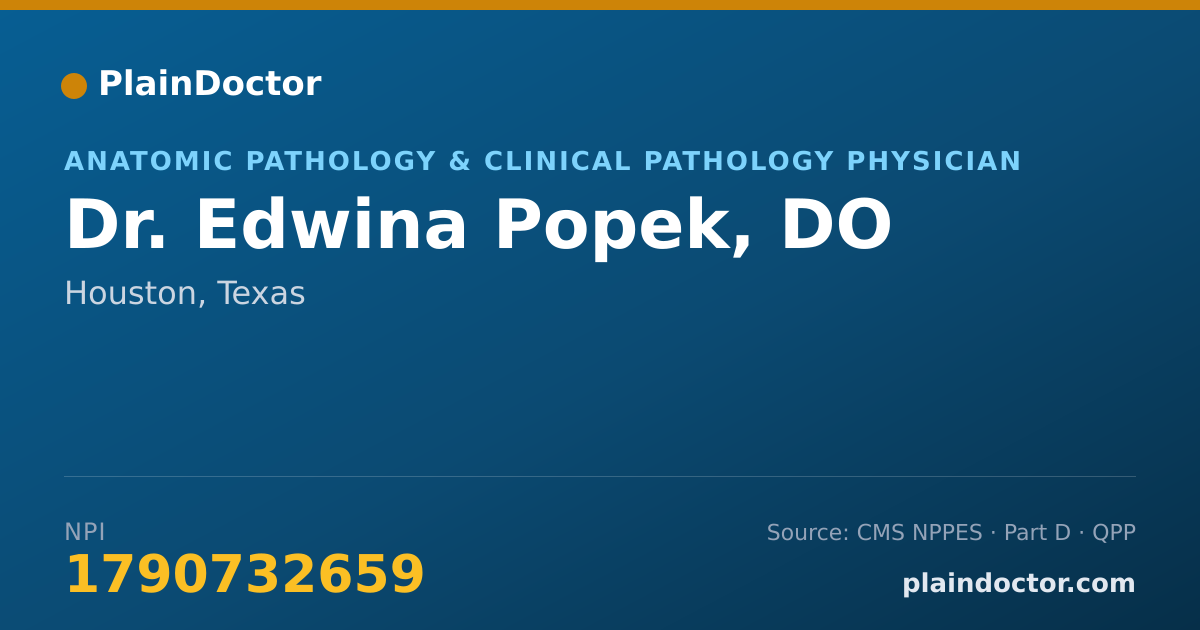 Shareable card for Edwina Popek, DO - Anatomic Pathology & Clinical Pathology Physician, Houston, TX