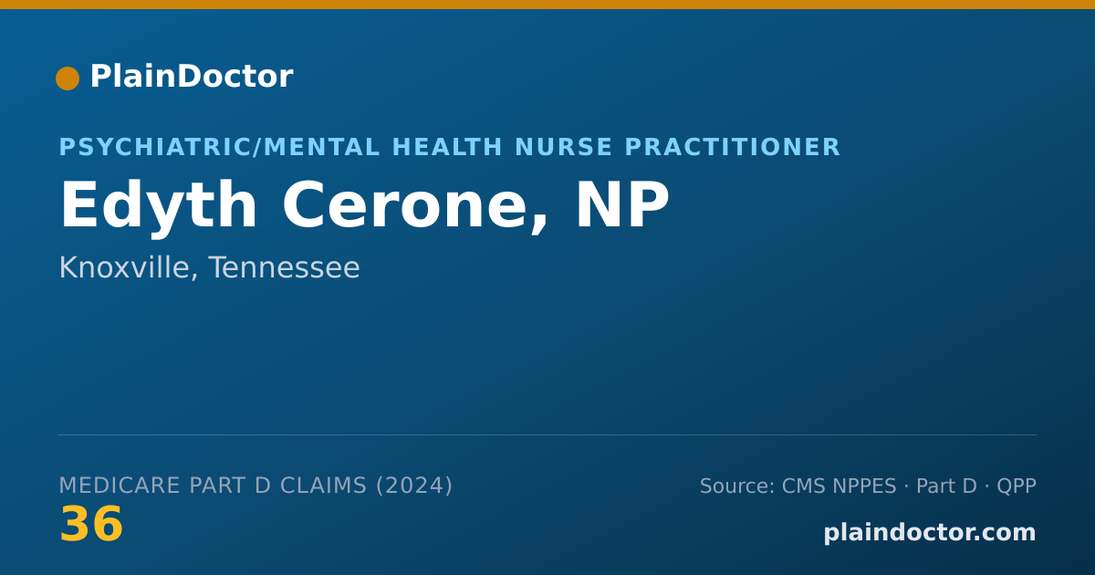 Shareable card for Edyth Cerone, NP - Psychiatric/Mental Health Nurse Practitioner, Knoxville, TN