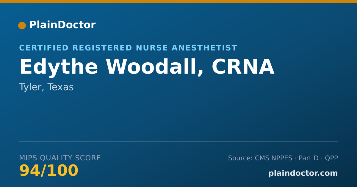 Shareable card for Edythe Woodall, CRNA - Certified Registered Nurse Anesthetist, Tyler, TX
