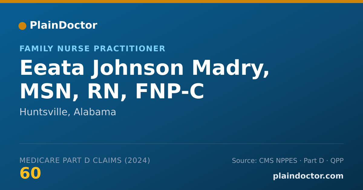 Shareable card for Eeata Johnson Madry, MSN, RN, FNP-C - Family Nurse Practitioner, Huntsville, AL