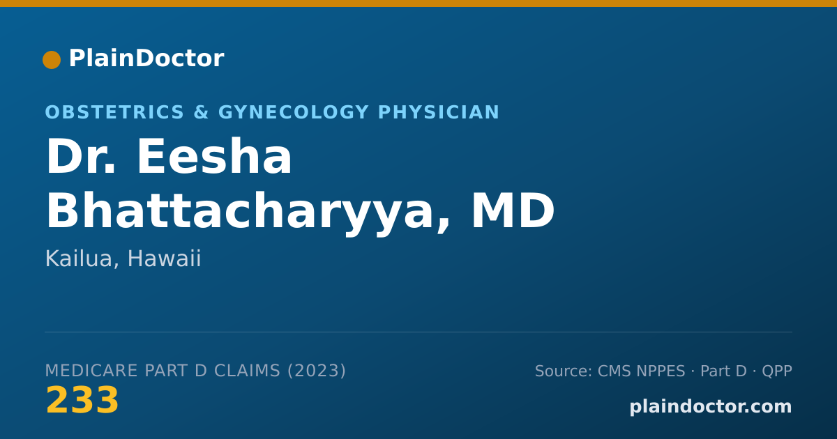 Shareable card for Eesha Bhattacharyya, MD - Obstetrics & Gynecology Physician, Kailua, HI