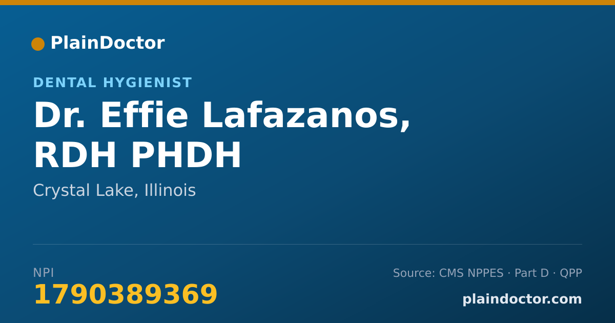 Shareable card for Effie Lafazanos, RDH PHDH - Dental Hygienist, Crystal Lake, IL