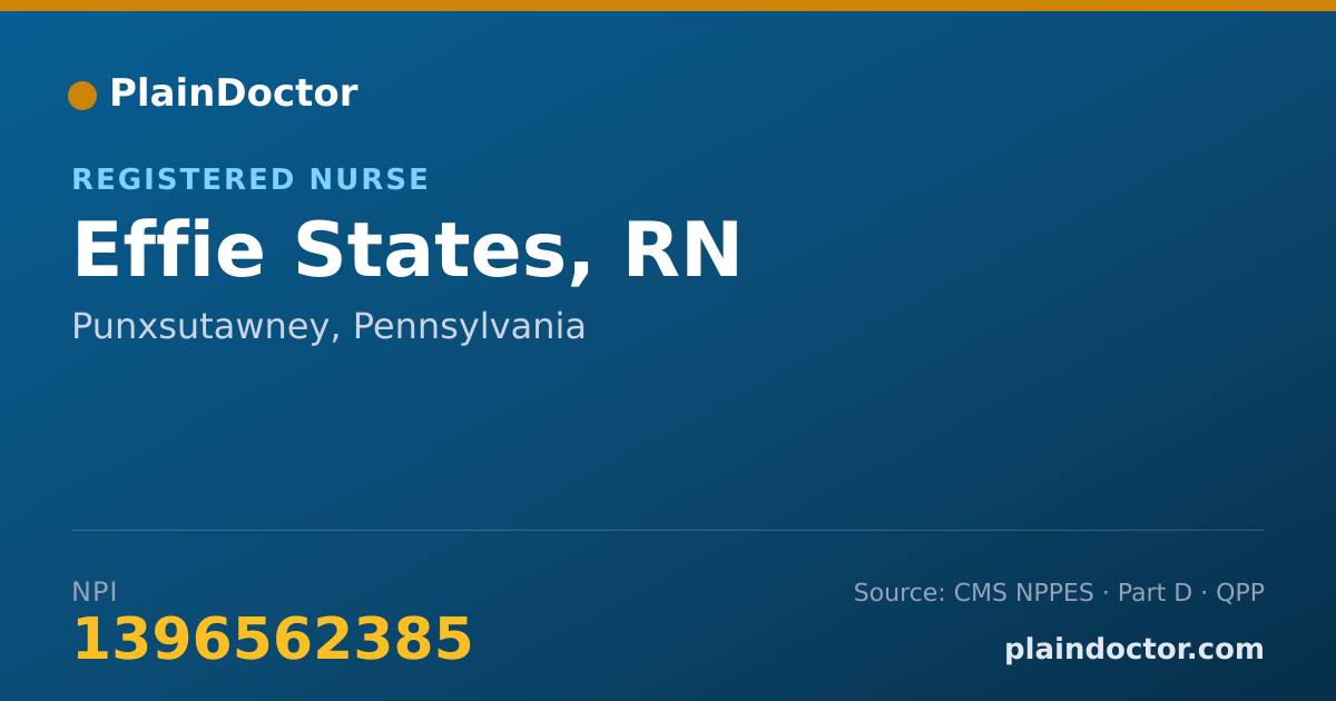 Shareable card for Effie States, RN - Registered Nurse, Punxsutawney, PA