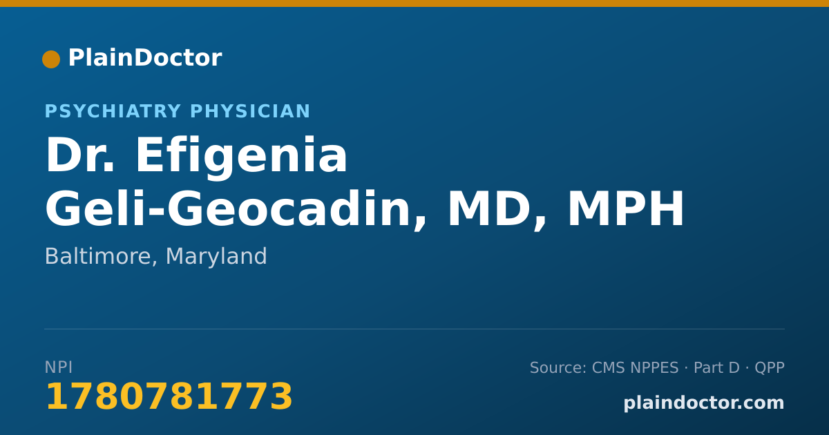 Shareable card for Efigenia Geli-Geocadin, MD, MPH - Psychiatry Physician, Baltimore, MD