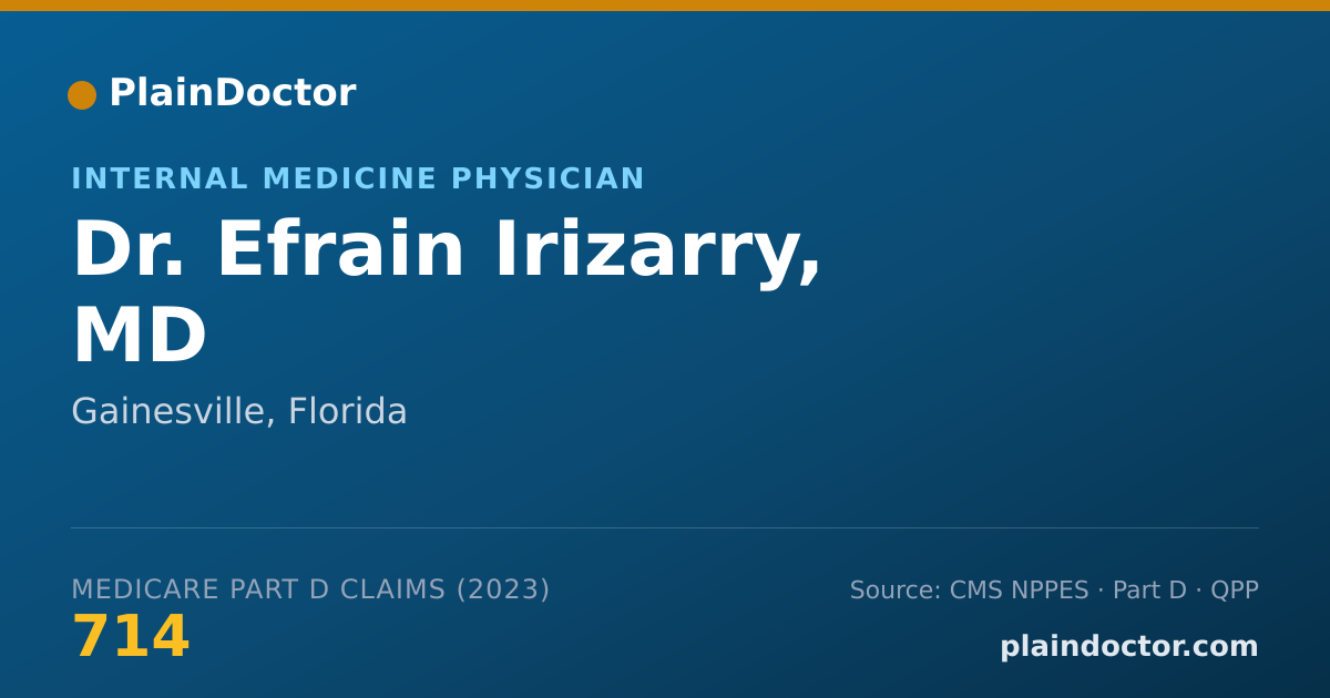 Shareable card for Efrain Irizarry, MD - Internal Medicine Physician, Gainesville, FL