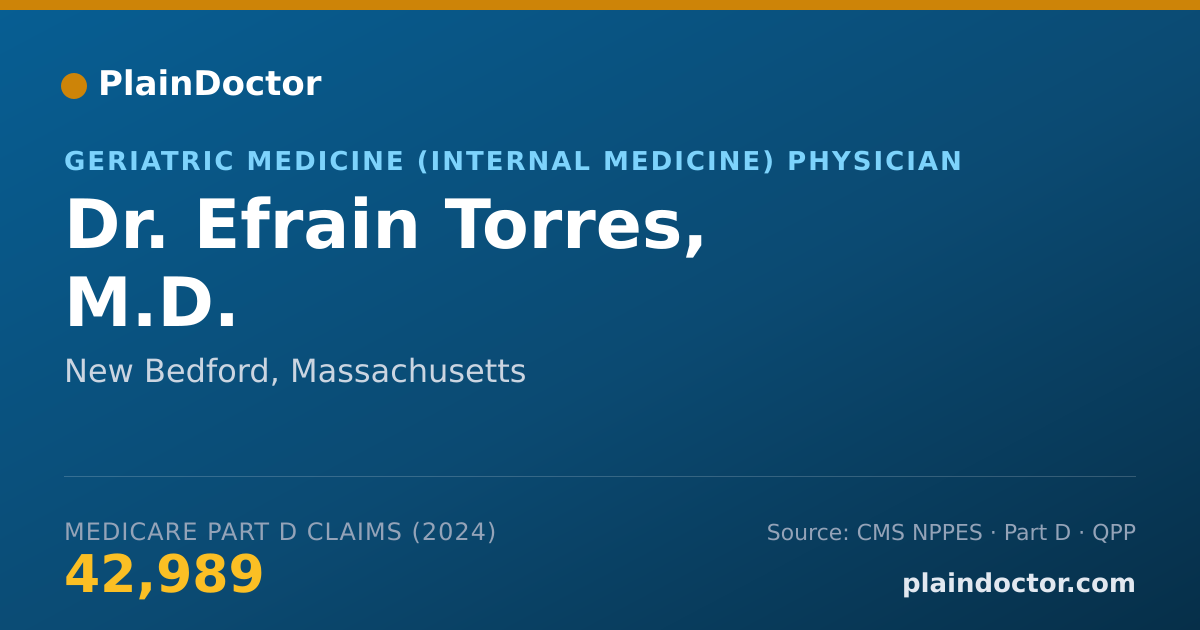 Shareable card for Efrain Torres, M.D. - Geriatric Medicine (Internal Medicine) Physician, New Bedford, MA