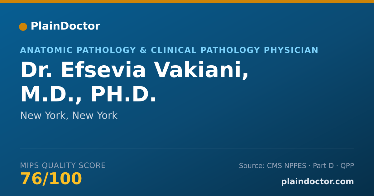 Shareable card for Efsevia Vakiani, M.D., PH.D. - Anatomic Pathology & Clinical Pathology Physician, New York, NY