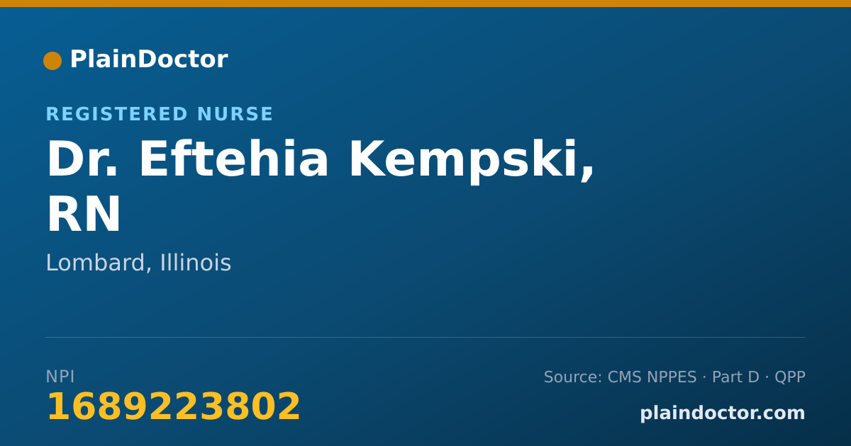 Shareable card for Eftehia Kempski, RN - Registered Nurse, Lombard, IL