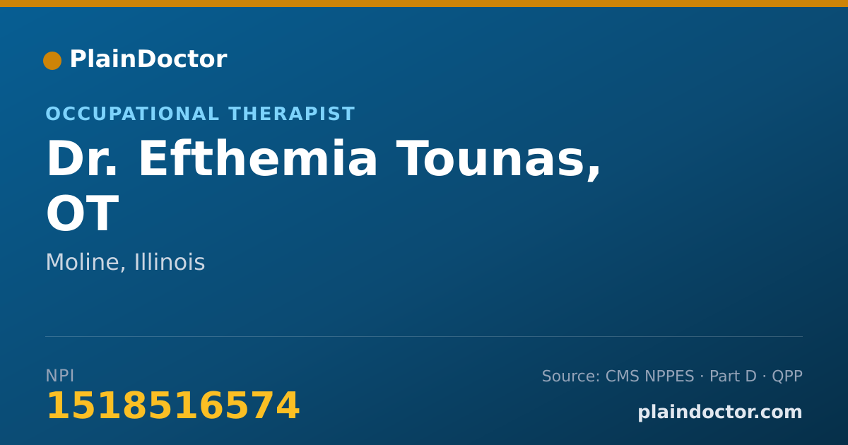 Shareable card for Efthemia Tounas, OT - Occupational Therapist, Moline, IL