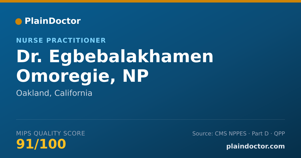 Shareable card for Egbebalakhamen Omoregie, NP - Nurse Practitioner, Oakland, CA
