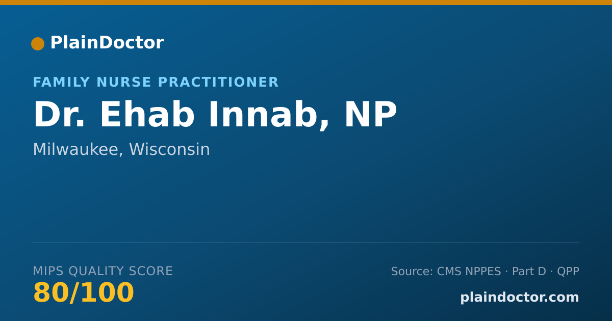 Shareable card for Ehab Innab, NP - Family Nurse Practitioner, Milwaukee, WI
