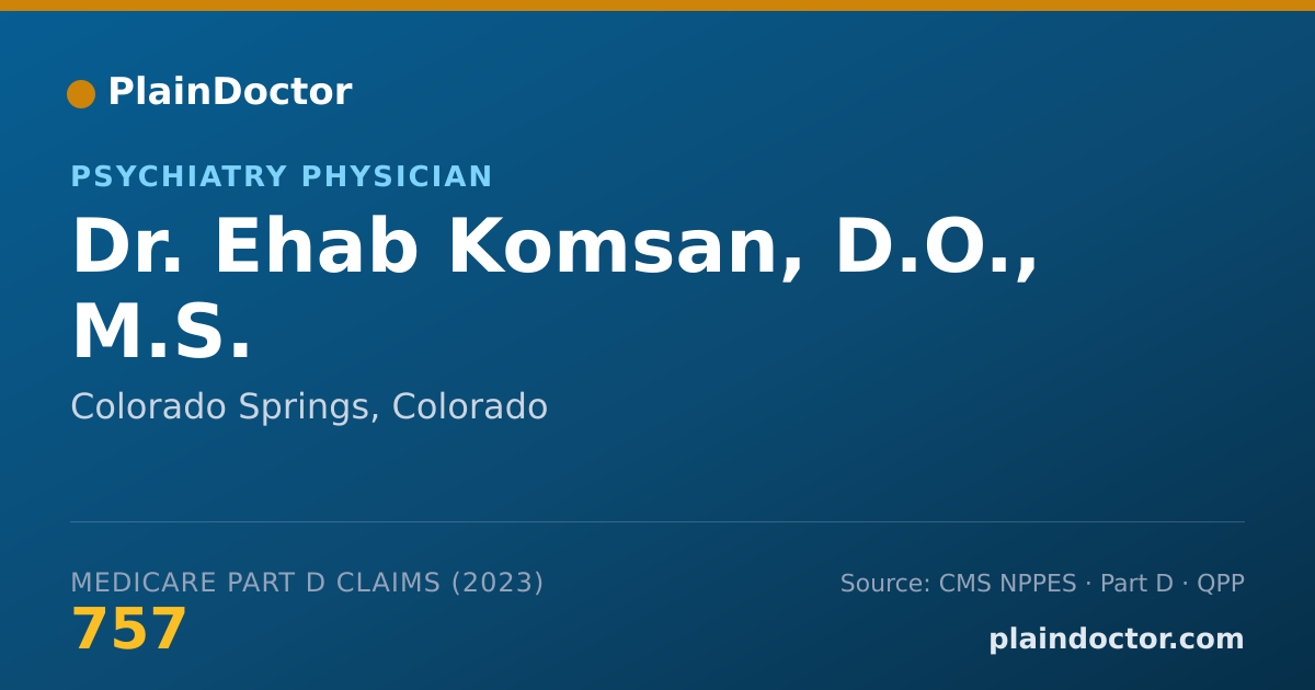 Shareable card for Ehab Komsan, D.O., M.S. - Psychiatry Physician, Colorado Springs, CO