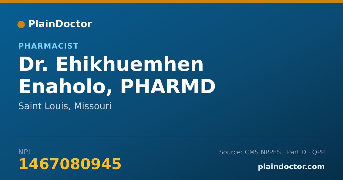 Shareable card for Ehikhuemhen Enaholo, PHARMD - Pharmacist, Saint Louis, MO