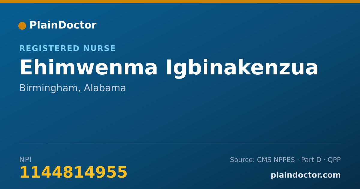 Shareable card for Ehimwenma Igbinakenzua - Registered Nurse, Birmingham, AL
