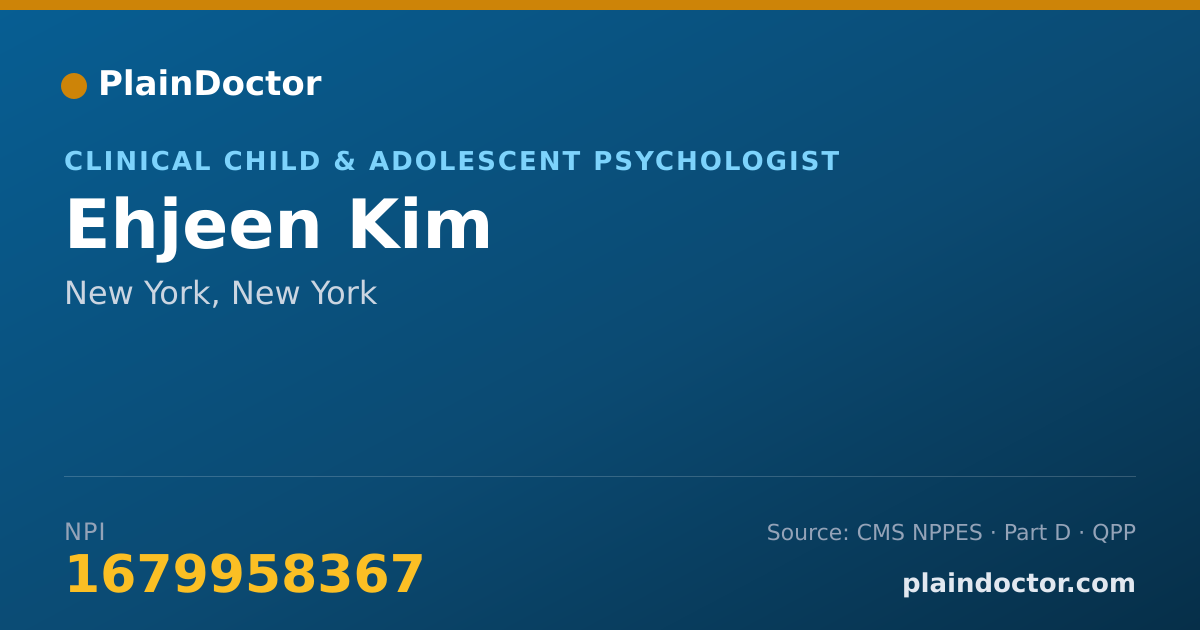 Shareable card for Ehjeen Kim - Clinical Child & Adolescent Psychologist, New York, NY