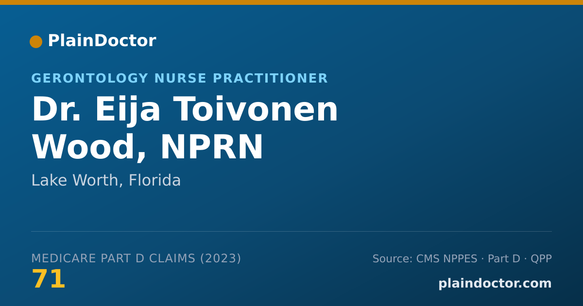 Shareable card for Eija Toivonen Wood, NPRN - Gerontology Nurse Practitioner, Lake Worth, FL
