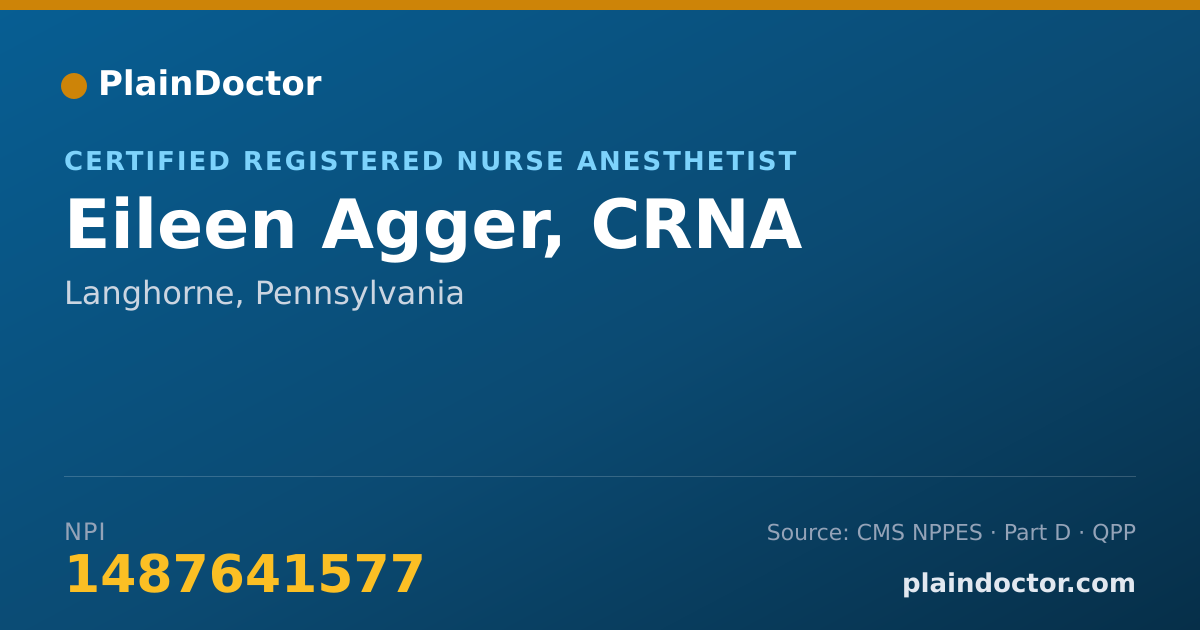Shareable card for Eileen Agger, CRNA - Certified Registered Nurse Anesthetist, Langhorne, PA