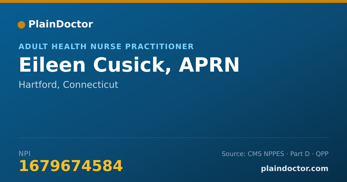 Shareable card for Eileen Cusick, APRN - Adult Health Nurse Practitioner, Hartford, CT