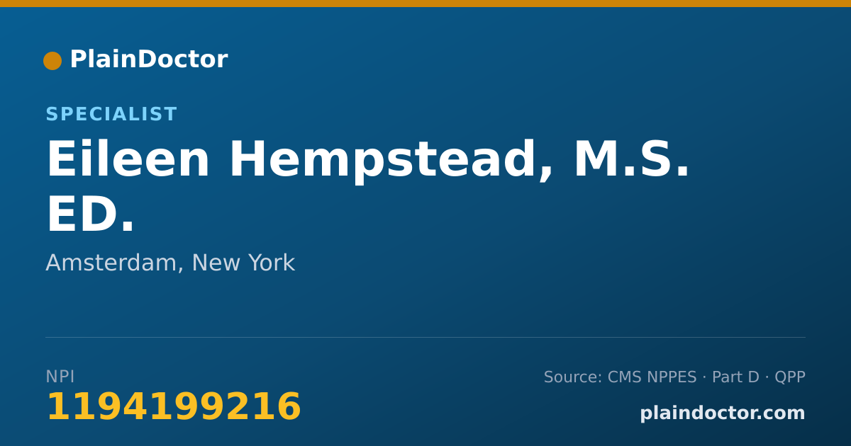 Shareable card for Eileen Hempstead, M.S. ED. - Specialist, Amsterdam, NY