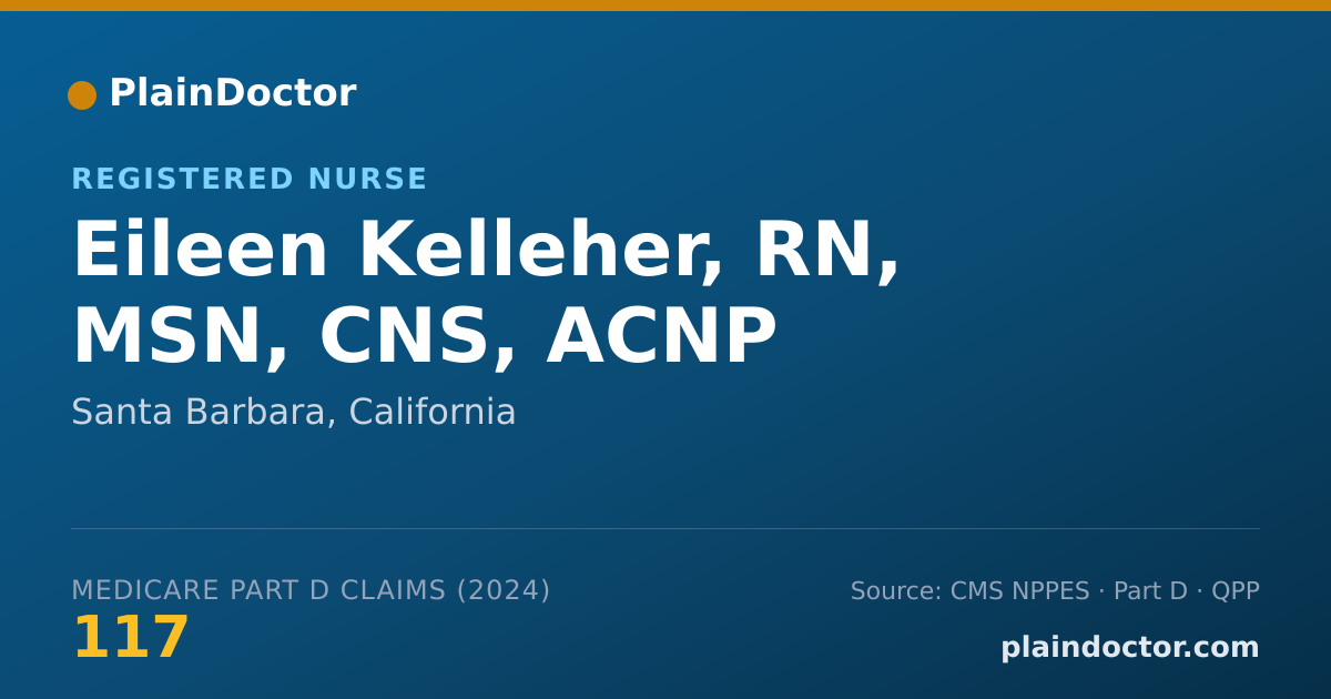 Shareable card for Eileen Kelleher, RN, MSN, CNS, ACNP - Registered Nurse, Santa Barbara, CA