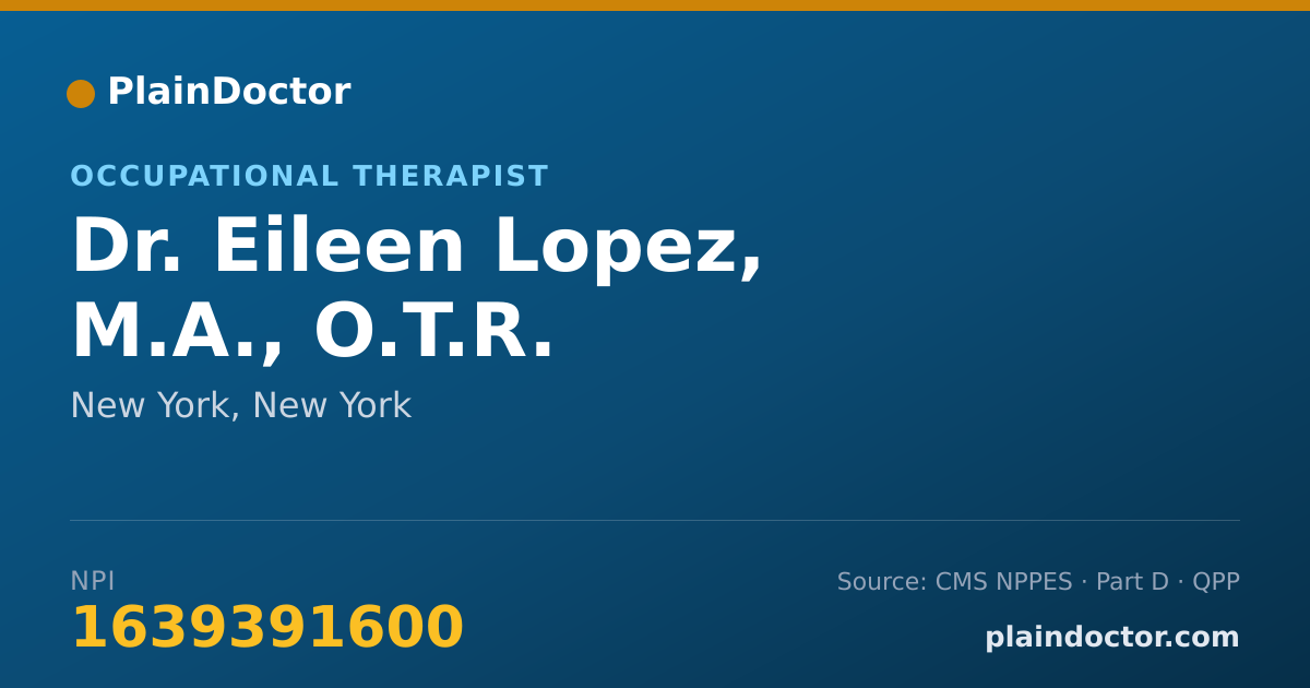 Shareable card for Eileen Lopez, M.A., O.T.R. - Occupational Therapist, New York, NY